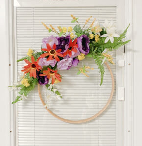thrift and dollar store diy spring wreath kitchen door