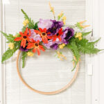 thrift and dollar store diy spring wreath embroidery hoop