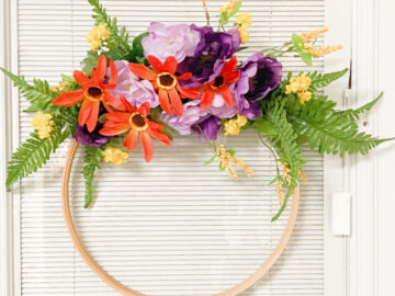 thrift and dollar store diy spring wreath embroidery hoop