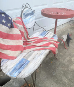 shopatblu upcylced metal garden decor vintage flag