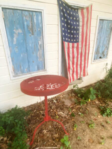 shopatblu upcylced metal garden decor american flag and shed