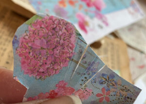 shopatblu The Blue Building Antiques decoupage mannequin head slit paper