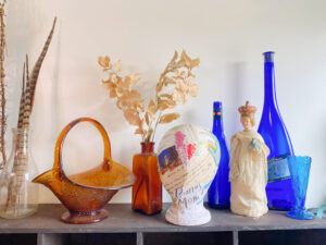 shopatblu The Blue Building Antiques decoupage mannequin head display