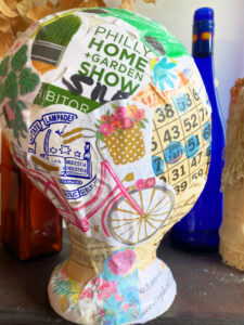 shopatblu The Blue Building Antiques decoupage mannequin head mementos
