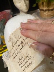 shopatblu The Blue Building Antiques decoupage mannequin head application
