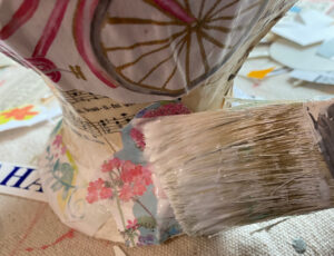 shopatblu The Blue Building Antiques decoupage mannequin head brush on mod podge