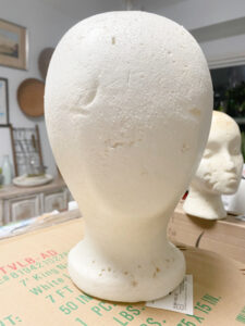 shopatblu The Blue Building Antiques decoupage mannequin head cleaned