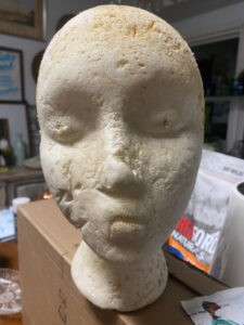 shopatblu The Blue Building Antiques decoupage mannequin head features