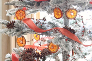 shopatblu Fall Christmas Tree orange ribbon