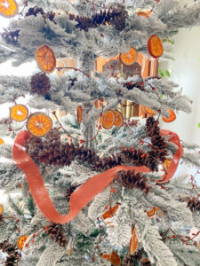 shopatblu Fall Christmas Tree orange fabric ribbon