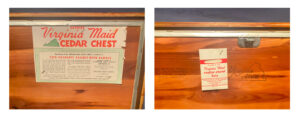 shopatblu upcycled cedar chest trunk lable