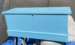 shopatblu upcycled cedar chest trunk Halcyon Blue