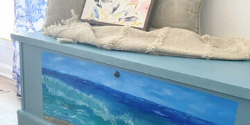 shopatblu upcycled cedar chest trunk sea scape