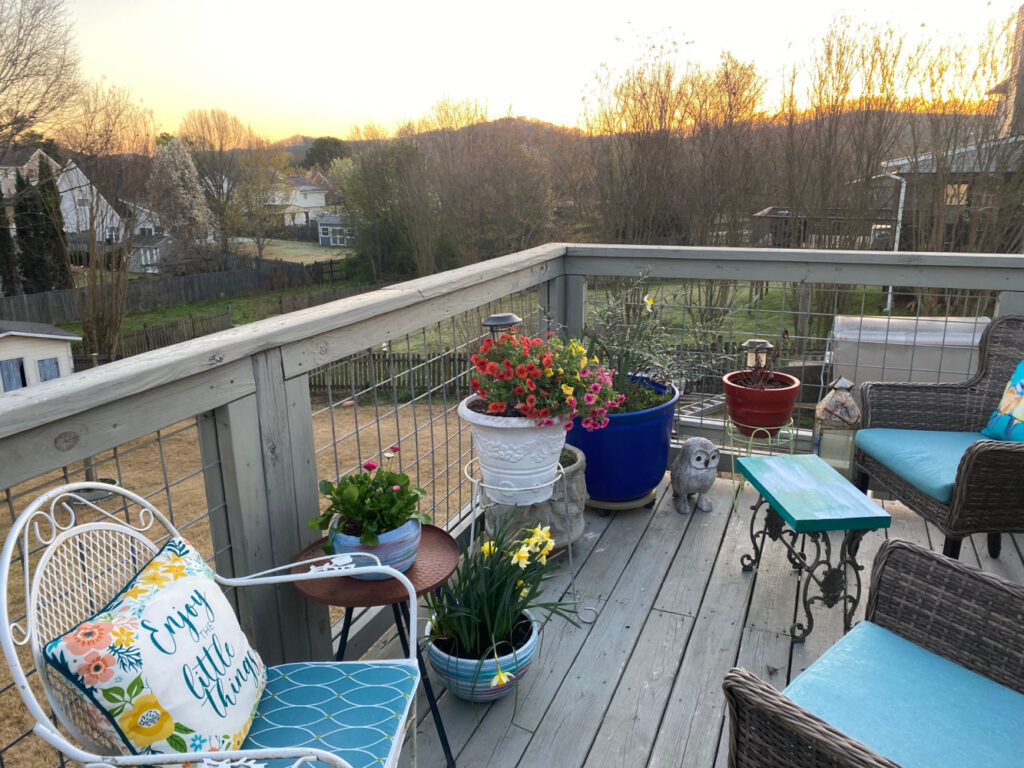 shopatblu the blue building upcycle pots with paint sunset on the deck