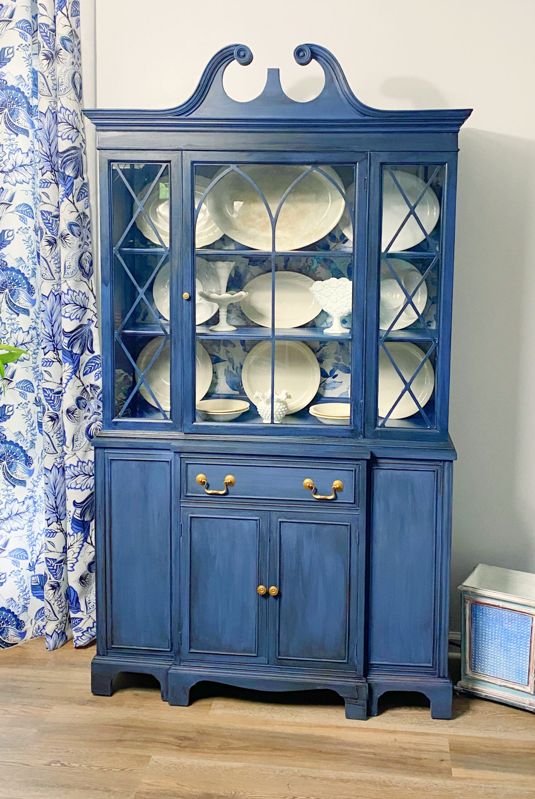 shopatblu upcycled mcm china cabinet ironstone display