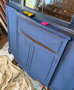 shopatblu upcycled mcm china cabinet one coat cadet blue
