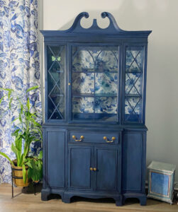 shopatblu upcycled mcm china cabinet fabric backing