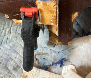 shopatblu upcycled mcm china cabinet leg repair
