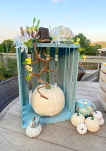shopatblu wooden crate pumpkin upcycle blue