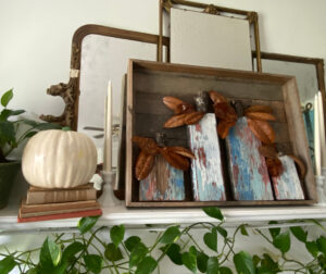 shopatblu the blue building antiques vintage wood pumpkins white books