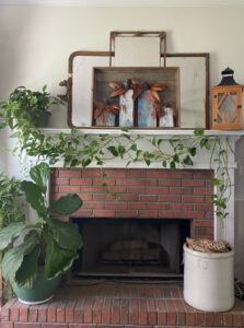 shopatblu the blue building antiques vintage wood pumpkins fall mantle