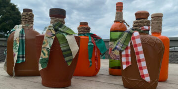 shopatblu glass bottle fall decor painted