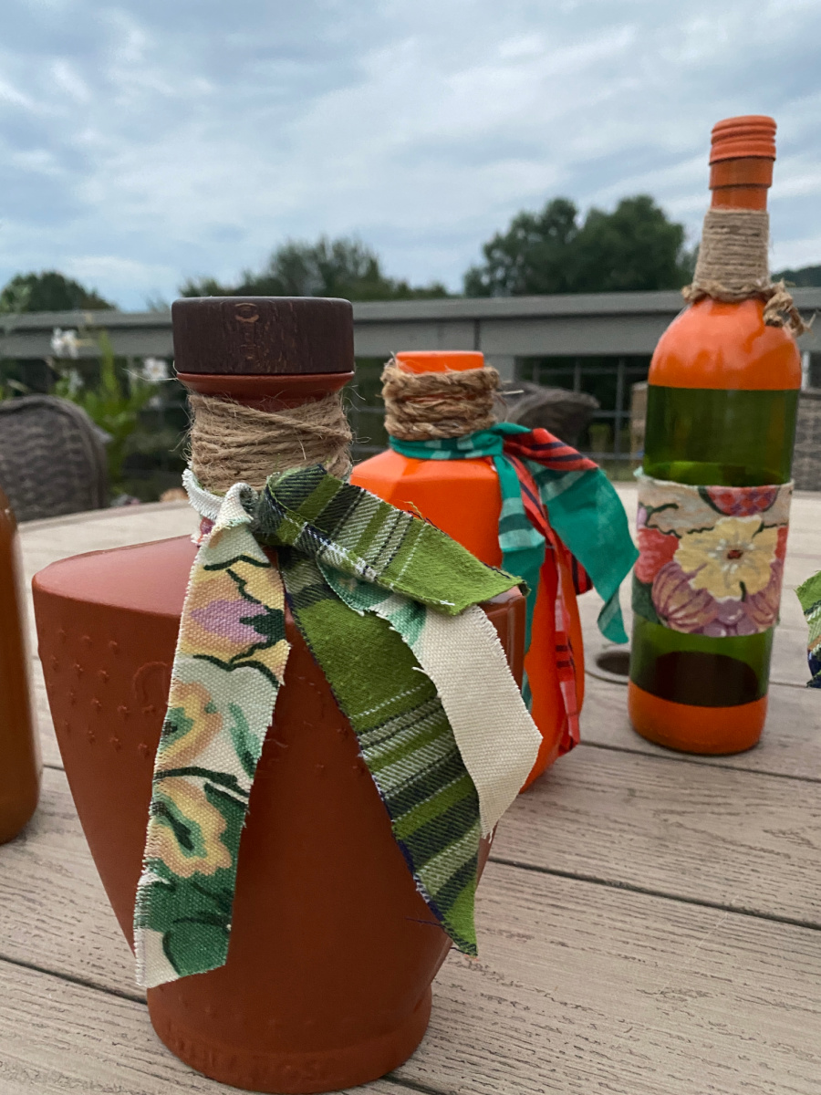 shopatblu glass bottle fall decor pumpkins