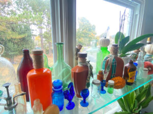 shopatblu glass bottle fall decor window display