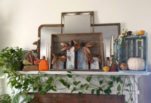 shopatblu glass bottle fall decor mantle