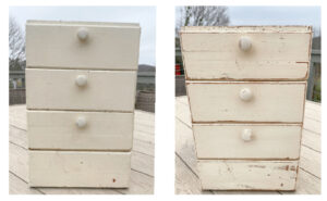 shopatblu Vintage wooden box drawers upcycle before and after