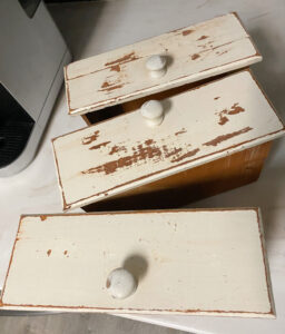 shopatblu Vintage wooden box drawers upcycle chippy finish