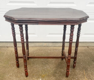 shopatblu upcycled antique radio table before