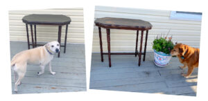 shopatblu upcycled antique radio table before and after