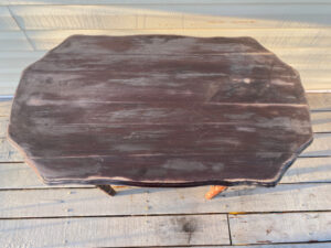 shopatblu upcycled antique radio table first sanding
