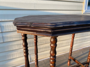 shopatblu upcycled antique radio table sanded curves