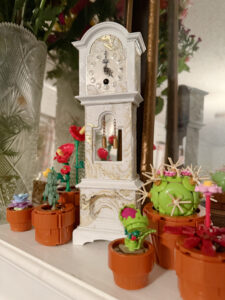 shopatblu miniature grandfather clock thrift store upcycle lego flowers