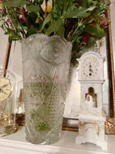shopatblu miniature grandfather clock thrift store upcycle crystal vase