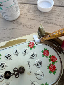 shopatblu miniature grandfather clock thrift store upcycle detail paint