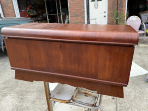 shopatblu cedar hope chest restoration first coat