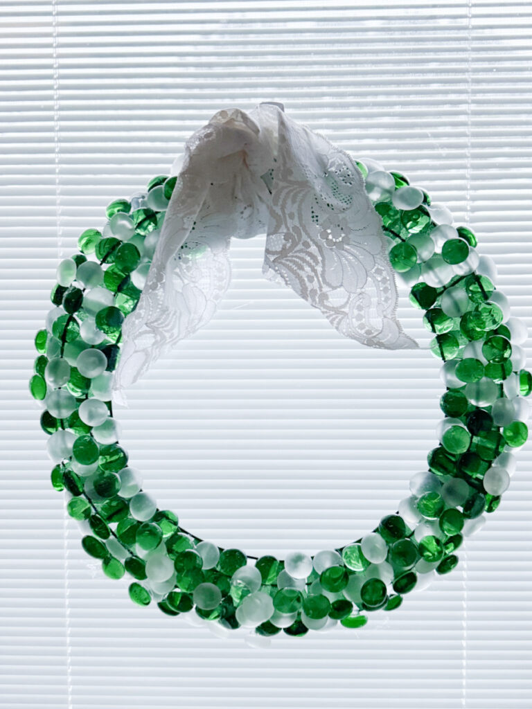 shopatblu st. patrick's day dollar store wreath lace bow