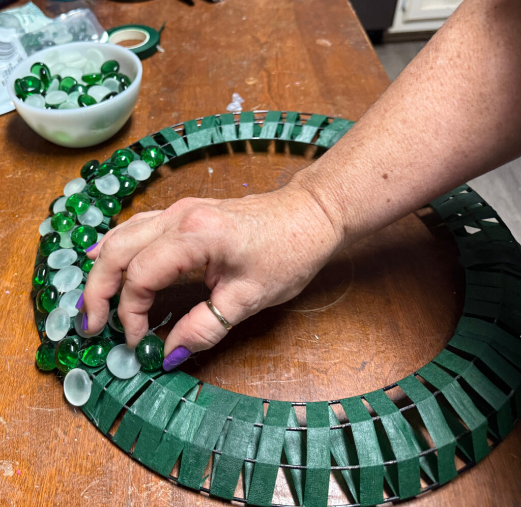 shopatblu st. patrick's day dollar store wreath fill in the glass