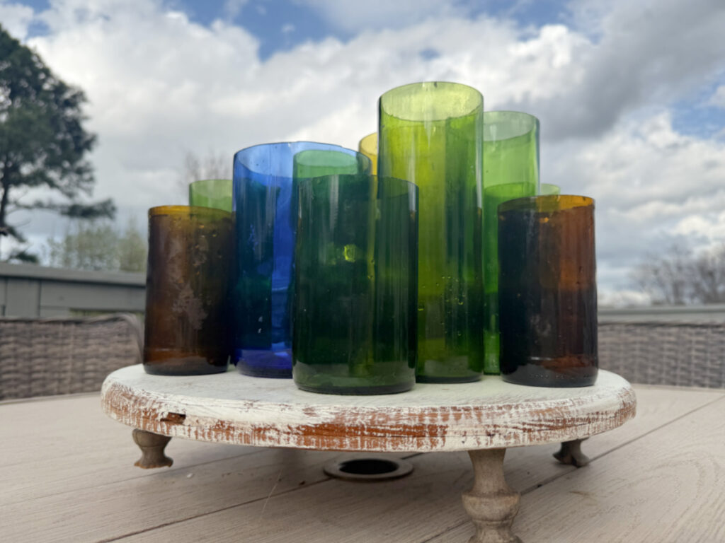 shopatblu wine bottle centerpiece arrangement