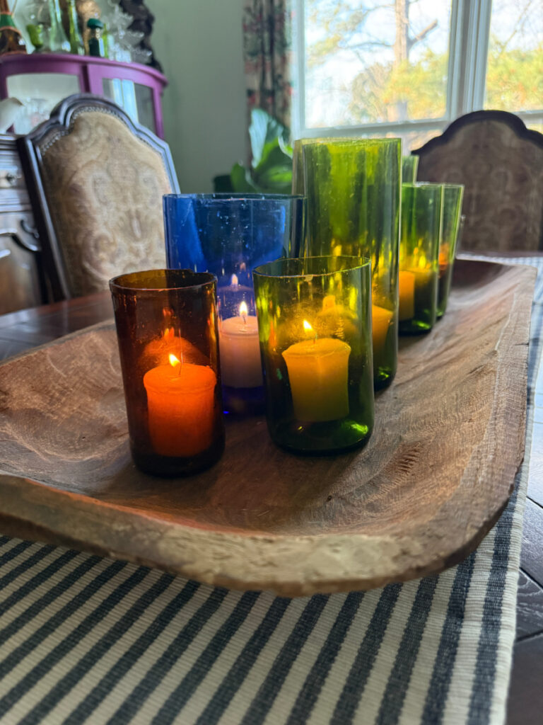 shopatblu wine bottle centerpiece dining table