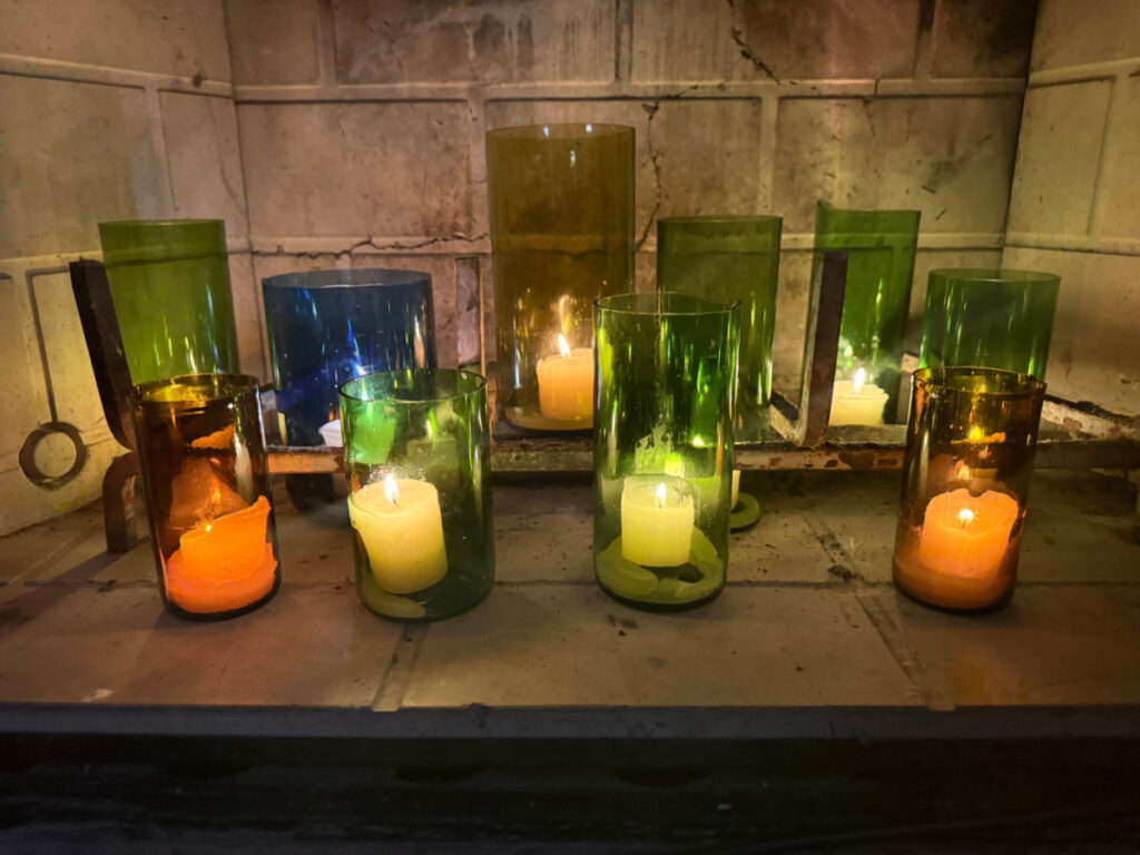 shopatblu wine bottle centerpiece firebox